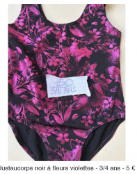 JUSTAU NOIR A FLEURS VIOLETTES - 3 ans