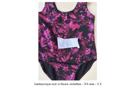 JUSTAU NOIR A FLEURS VIOLETTES